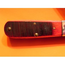 Rare -Schatt & Morgan (Queen) Razor Barlow Pocket Knife w Red Saw Cut Bone Handles & Blade Etch -NOS Rare -Schatt & Morgan (Queen) Razor Barlow Pocket Knife w Red Saw Cut Bone Handles & Blade Etch -NOS