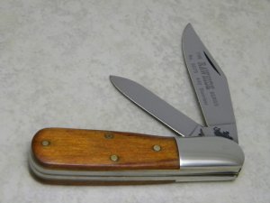 Queen Cutlery USA No. 8075 The Rawhide Series Wood Barlow Knife c.1980