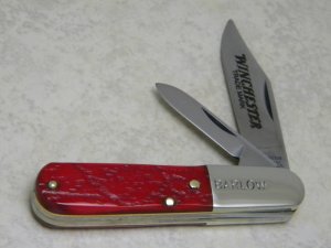 Winchester Trademark Made in USA Jigged Red Bone Barlow Knife