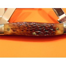 Vintage Ka-Bar Dog Head 3 Blade Stockman Knife w/ Great Chestnut Bone Handles - NOS & M/NM Vintage Ka-Bar Dog Head 3 Blade Stockman Knife w/ Great Chestnut Bone Handles - NOS & M/NM