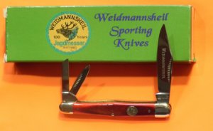 Weidmannsheil 3 Blade Whittler (Mdl#2111) with Smooth Red Bone Handles NOS - NM/M - Low production!