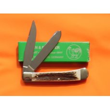 Hen & Rooster (Grizzly Bear Hunter) Trapper w/ Fantastic Deer Stag Handles - NOS - NM/M -1 of 100 Hen & Rooster (Grizzly Bear Hunter) Trapper w/ Fantastic Deer Stag Handles - NOS - NM/M -1 of 100