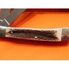 Hen & Rooster (Grizzly Bear Hunter) Trapper w/ Fantastic Deer Stag Handles - NOS - NM/M -1 of 100 Hen & Rooster (Grizzly Bear Hunter) Trapper w/ Fantastic Deer Stag Handles - NOS - NM/M -1 of 100