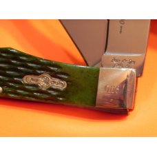 Bear & Son Special Build (#116 of 1000) 2 Blade Mountain Man Knife w/ Green Jigged Bone Handles -NOS Bear & Son Special Build (#116 of 1000) 2 Blade Mountain Man Knife w/ Green Jigged Bone Handles -NOS
