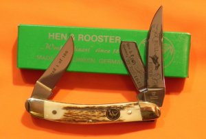 Hen & Rooster (Bull Rider) Fantastic Sowbelly Stockman w/ Deer Stag Handles - NOS - NM/M -1 of 100