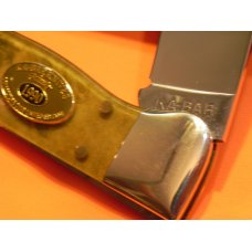 Vintage 1990 Ka-Bar Collectors Club Grizzly Model Knife w/ Bear and Hunter Scene Art Handles - M/NM Vintage 1990 Ka-Bar Collectors Club Grizzly Model Knife w/ Bear and Hunter Scene Art Handles - M/NM