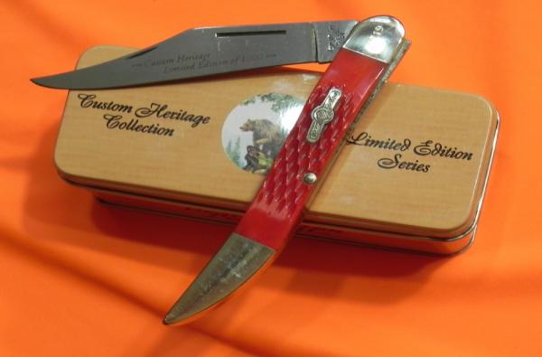 Bear & Son Special Build (#21) 1 Blade Large Toothpick Kniife w/ Cherry Red Bone Handles & NOS & NM Bear & Son Special Build (#21) 1 Blade Large Toothpick Kniife w/ Cherry Red Bone Handles & NOS & NM