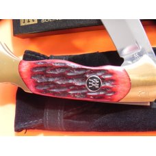 Vintage J A Henckels Large Folding Hunter Knife w/ Red Jigged Bone Handles - NOS in box w/ COA Vintage J A Henckels Large Folding Hunter Knife w/ Red Jigged Bone Handles - NOS in box w/ COA