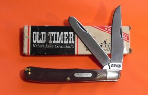 Vintage USA Schrade Old Timer Bear Head Trapper (96 OT) w/ Hide Away Tweezers & Pick -NOS +Orig Box