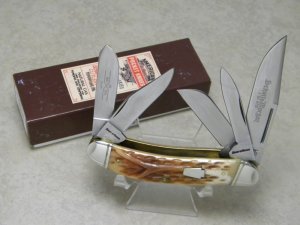 Schatt & Morgan Keystone Series XX 2010 Reverse Worm Groove Bone 045160 Sowbelly Knife in Box