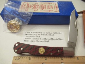 Canal Street Cutlery CO-OP Red Hill Cutlery Red Fannel Micarta Pinch Lockback 