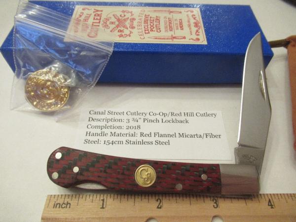 Canal Street Cutlery CO-OP Red Hill Cutlery Red Fannel Micarta Pinch Lockback 