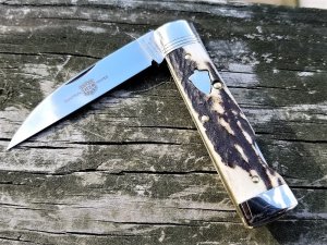 GREAT EASTERN CUTLERY #99 WALL STREET AMERICAN ELK STAG LOCK BACK KNIFE NIT NR