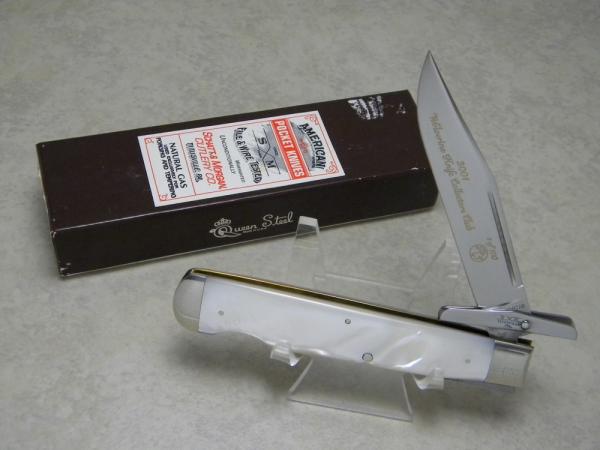 Schatt & Morgan Pearl 2001 Wolverine Knife Collectors Club Swing Guard Lockback Knife in Box Schatt & Morgan Pearl 2001 Wolverine Knife Collectors Club Swing Guard Lockback Knife in Box
