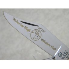 Queen Steel Made in USA Q82 Pearl "Wolverine Knife Collectors Club" Gunstock Jack Knife c.1982 Queen Steel Made in USA Q82 Pearl "Wolverine Knife Collectors Club" Gunstock Jack Knife c.1982