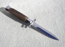NEW OLD STOCK STILETTO ITALIAN 9" SWITCHBLADE GENUINE HORN SWING GUARD KNIFE