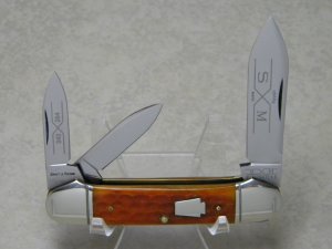 Schatt & Morgan Series 4 Orange Corn Cob Jigged Bone 143264 Canittler (Canoe Whittler) Knife c.1994