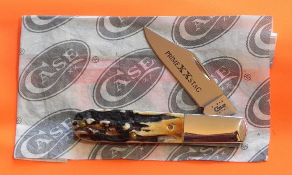 Case xx 2011 "Prime Stag" 1 Blade Barlow Knife w Super Gnarly Stag Handles +Prime XX Stag Blade Etch Case xx 2011 "Prime Stag" 1 Blade Barlow Knife w Super Gnarly Stag Handles +Prime XX Stag Blade Etch