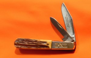 Vintage I*XL Barlow Pocket Knife w/ Super Gnarly Stag Handles -I*XL Blade Etch-IXL –Great Snap -NOS