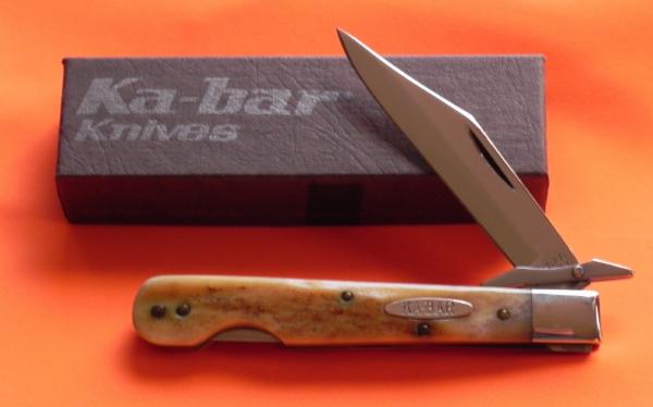 Vintage Ka-Bar Cheetah Swing Guard Knife w/ Pocket Worn Stag Handles -NM & NOS Vintage Ka-Bar Cheetah Swing Guard Knife w/ Pocket Worn Stag Handles -NM & NOS