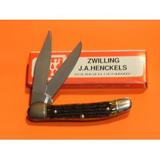 J A Henckels Copperhead Pocket Knife w Greenish Brown Handles +Black Shield & Orig Box -NOS