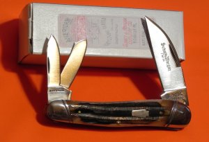 Schatt & Morgan Carpenters Whittler Pocket Knife w Amber Winterbottom Handles & Blade Etch -1 of 30