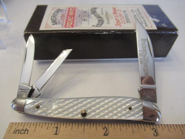 Schatt & Morgan Checkered Pearl Wharncliff Whittler Schatt & Morgan Checkered Pearl Wharncliff Whittler