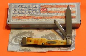 Case xx 1986 GunStock Knife (6215 SS) w Beautiful Pocket Worn Antique Bone Handles -NOS & A Beauty!