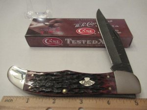 Case XX, 2018, Crimsom, Damascus ,Folding Hunter ,Pattern # 6165 DAM