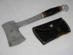 Vintage Kinfolks 265 USA Wood Hatchet and Leather Sheath