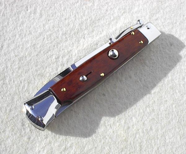 NEW OLD STOCK STILETTO ITALIAN 9" SNAKEWOOD SWING GUARD KNIFE 