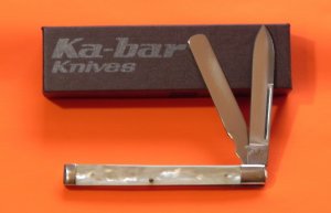 Ka-Bar (PHD 97) Physicians  Pocket Knife w Beautiful Pearl-Lite (Imitation) Handles  -NOS & A Beauty