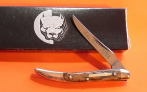 Bulldog Brand (Hand Made) Small ToothPick PROTOTYPE Pocket Knife w Genuine Mammoth Bark Handle -NOS