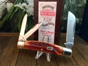 Schatt and Morgan #32 3 Blade Congress Reverse Wormgroove Bone 