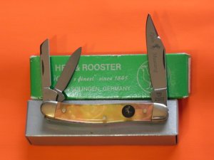 Hen & Rooster Little Mustang Whittler Knife w/ Multi Color Handles w Mustang Shield +Blade Etch -NOS