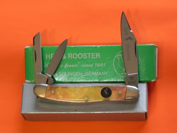 Hen & Rooster Little Mustang Whittler Knife w/ Multi Color Handles w Mustang Shield +Blade Etch -NOS Hen & Rooster Little Mustang Whittler Knife w/ Multi Color Handles w Mustang Shield +Blade Etch -NOS