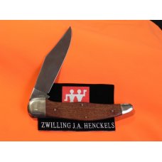 Vintage J A Henckels Lg 5 & 1/4" Folding Hunter Knife w Walnut Handles +Hand Forged Blade Etch -NOS Vintage J A Henckels Lg 5 & 1/4" Folding Hunter Knife w Walnut Handles +Hand Forged Blade Etch -NOS