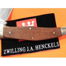 Vintage J A Henckels Lg 5 & 1/4" Folding Hunter Knife w Walnut Handles +Hand Forged Blade Etch -NOS Vintage J A Henckels Lg 5 & 1/4" Folding Hunter Knife w Walnut Handles +Hand Forged Blade Etch -NOS