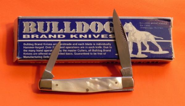 1996 Bulldog Brand (Hand Made) 2 Blade Pen Pocket Knife w Genuine Mother of Pearl Handles -NOS 1996 Bulldog Brand (Hand Made) 2 Blade Pen Pocket Knife w Genuine Mother of Pearl Handles -NOS