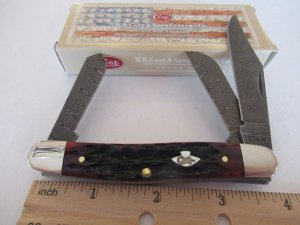 Case XX 2018 Crimson Bone Damascus Stockman Pattern # 6347 DAM