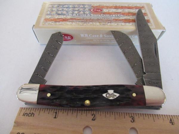 Case XX 2018 Crimson Bone Damascus Stockman Pattern # 6347 DAM Case XX 2018 Crimson Bone Damascus Stockman Pattern # 6347 DAM