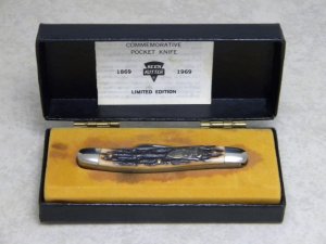 Schrade Walden NY USA Stainless Staglon 1869-1969 Keen Kutter Commemorative Stockman Knife in Box