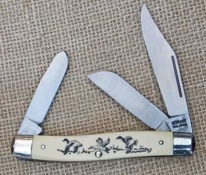  Schrade SC505, 4 inch Scrimshaw Stockman