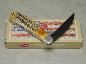 Case XX USA 3-Dot Tony Bose TB6.51117 Damascus Bone Stag Sway Back Knife NIB