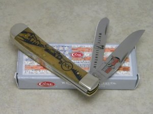 Case XX USA 3-Dot 6254 "White Lightnin'" Moon Shine" Antique Bone Trapper Knife NIB