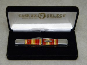 Case Select USA R2083 SS Candy Stripe Square Bolster Half Whittler Knife in Box c.2001