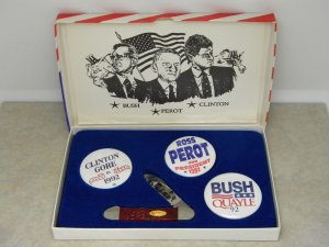 Case XX Bradford PA USA 1992 Bone Dark Red Bone DR61131 Canoe Knife in Box - Bush-Perot-Clinton