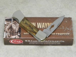 Case XX USA 2008 Oak Wood 71225L John Wayne Lockback Knife NIB