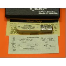 Schrade Scrimshaw 2 Blade Barlow (SC506) w Raccoon Nature Scene +Fancy Bolsters +Papers +Orig Box Schrade Scrimshaw 2 Blade Barlow (SC506) w Raccoon Nature Scene +Fancy Bolsters +Papers +Orig Box