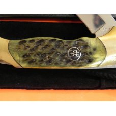 Vintage J A Henckels 4" Folding Lock Back Hunting/Hunter Knife with Green Pick Bone Handles - NOS Vintage J A Henckels 4" Folding Lock Back Hunting/Hunter Knife with Green Pick Bone Handles - NOS